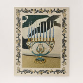 Klassisches Hanukkah-Menorah-Rätsel/verzierte Gren Puzzle (Vertikal)