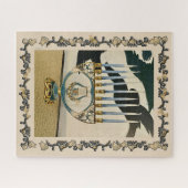 Klassisches Hanukkah-Menorah-Rätsel/verzierte Gren Puzzle (Horizontal)