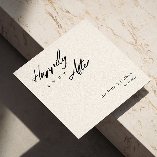 Klassisches 'Happily Ever After' Black Script Wedd Serviette