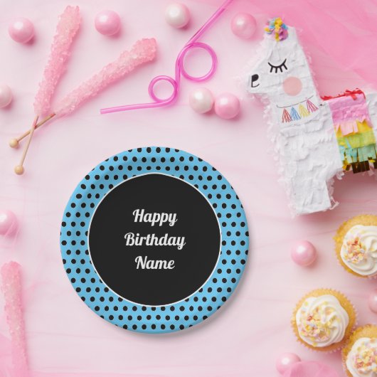 Klassisches Happy Birthday Retro Polka Dot Paper P Pappteller (Party)