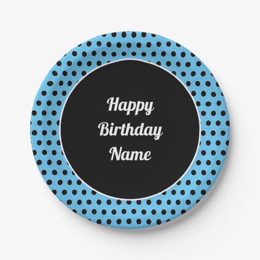 Klassisches Happy Birthday Retro Polka Dot Paper P Pappteller (Vorderseite)