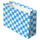 Klassisches hellblaues Karo Große Geschenktüte (Rückseite Schrägansicht)