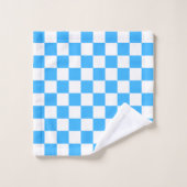Klassisches hellblaues Karomuster Badhandtuch Set (Waschlappen)