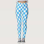 Klassisches hellblaues Schachbrettmuster Leggings (Vorderseite)