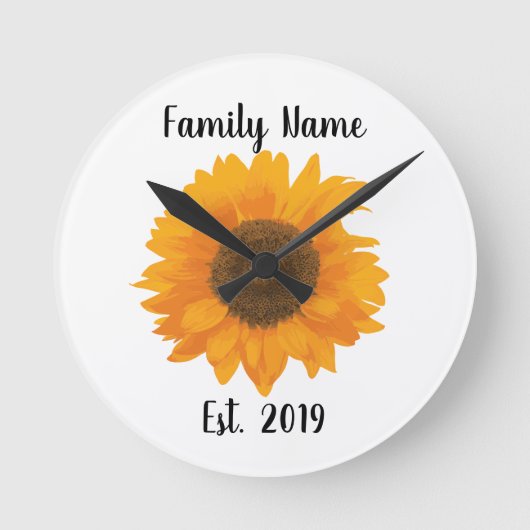 Klassisches helles Gelbblütenmuster Runde Wanduhr (Vorderseite)