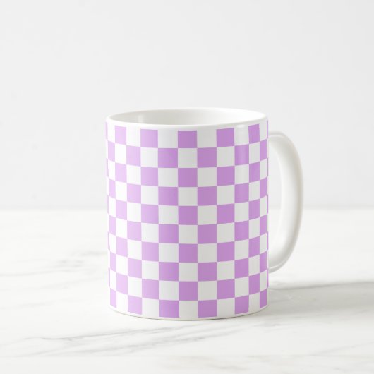 Klassisches helllila Karomuster Kaffeetasse (VorderseiteRechts)