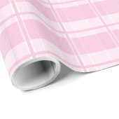 Klassisches hellrosa Gingham-Geburtstags-Geschenkp Geschenkpapier (Rolleneckpunkt)