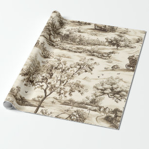 Klassisches Herbst-Pumpkin-Land-Muster in Sepia Geschenkpapier