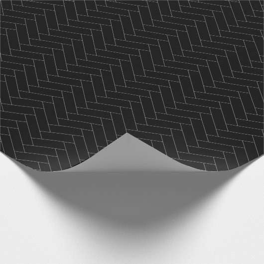 Klassisches Herringbone Schwarz-Graumuster Geschenkpapier (Ecke)