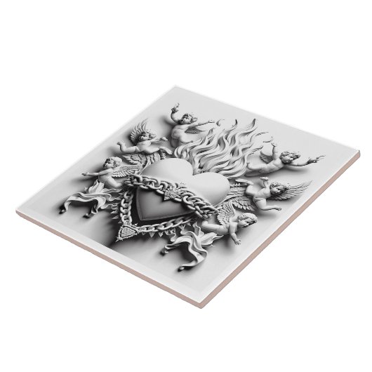 Klassisches Herz + Kette Fliese (Seite)