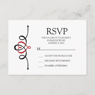 Klassisches Herz Rot Traditionelle Hochzeit RSVP Karte