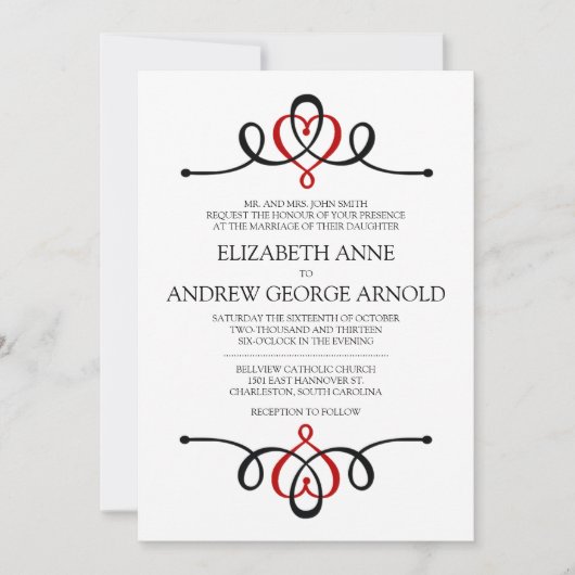 Klassisches Herz Traditionelle Hochzeitseinladung Einladung (Vorderseite)