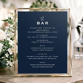 Klassisches Hochzeitsbarmenü-Schild Chic Minimalis Poster