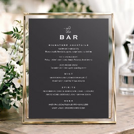 Klassisches Hochzeitsbarmenü-Schild Chic Minimalis Poster