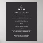 Klassisches Hochzeitsbarmenü-Schild Chic Minimalis Poster (Vorne)