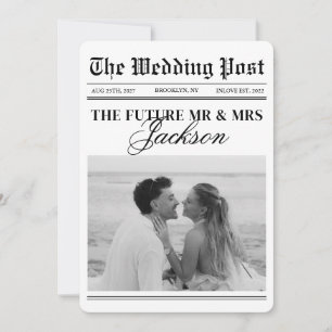 Klassisches Hochzeitsfoto mit Vintage-Zeitung  Sav Save The Date