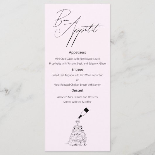 Klassisches Hochzeitsmenü mit zeichnend Skizze Menükarte (Vorderseite)