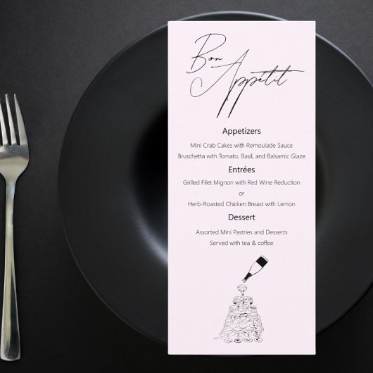 Klassisches Hochzeitsmenü mit zeichnend Skizze Menükarte