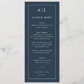 Klassisches Hochzeitsmonogramm-Dinner Menükarte (Vorderseite)