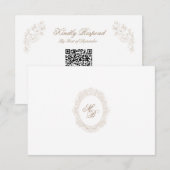 Klassisches Hochzeitsmonogramm-Wappen QR-Code-RSVP RSVP Karte (Vorne/Hinten)