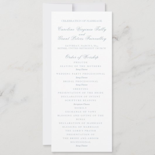 Klassisches Hochzeitsprogramm Einladung (Vorderseite)