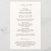 Klassisches Hochzeitsprogramm für Elfenbein (Rückseite)