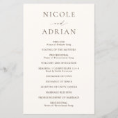 Klassisches Hochzeitsprogramm für Elfenbein (Vorderseite)