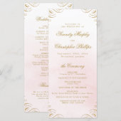 Klassisches Hochzeitsprogramm für Rosa und Gold Menükarte (Vorne/Hinten)