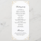 Klassisches Hochzeitsprogramm für Schwarz und Gold Menükarte (Rückseite)