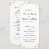 Klassisches Hochzeitsprogramm für Schwarz und Gold Menükarte (Vorne/Hinten)