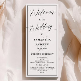 Klassisches Hochzeitsprogramm für Schwarz-weiße Ka Programm