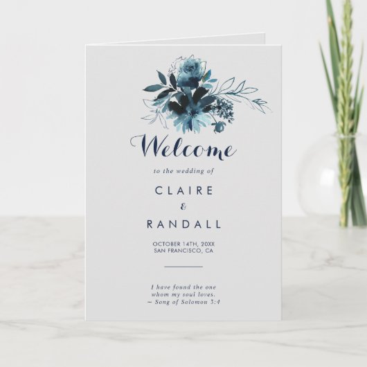 Klassisches Hochzeitsprogramm für Wasserfarben Programm (Vorderseite)