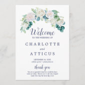 Klassisches Hochzeitsprogramm für weiße Blume Programm (Vorderseite)