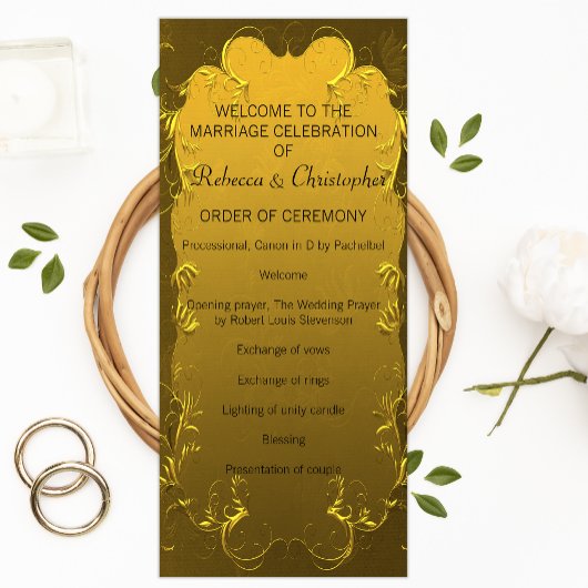 Klassisches Hochzeitsprogramm mit goldener Eleganz Programm