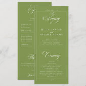Klassisches Hochzeitsprogramm mit grüner Elfenbein (Vorne/Hinten)