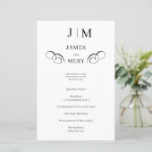 Klassisches Hochzeitsprogramm mit Monogramm-Kallig (Stehend Vorderseite)