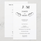 Klassisches Hochzeitsprogramm mit Monogramm-Kallig (Vorne/Hinten)