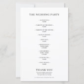Klassisches Hochzeitsprogramm mit Monogramm-Kallig (Rückseite)