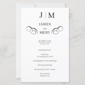 Klassisches Hochzeitsprogramm mit Monogramm-Kallig (Vorderseite)