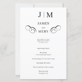 Klassisches Hochzeitsprogramm mit Monogramm-Kallig