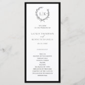 Klassisches Hochzeitsprogramm mit Monogramm-Kranz Programm (Vorderseite)