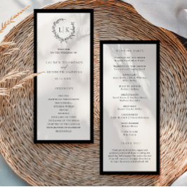 Klassisches Hochzeitsprogramm mit Monogramm-Kranz Programm