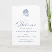 Klassisches Hochzeitsprogramm mit Navy-Blauen Hort Programm (Vorderseite)
