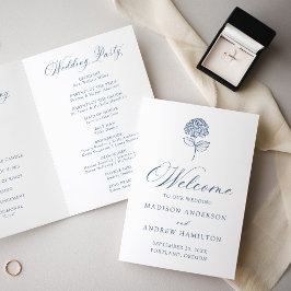 Klassisches Hochzeitsprogramm mit Navy-Blauen Hort Programm