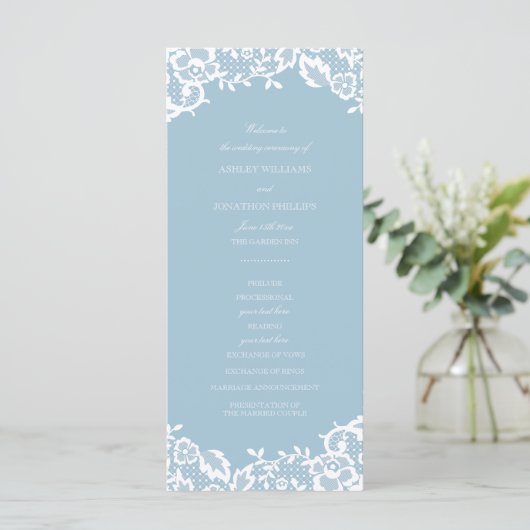 Klassisches Hochzeitsprogramm mit Spitze Programm (Stehend Vorderseite)