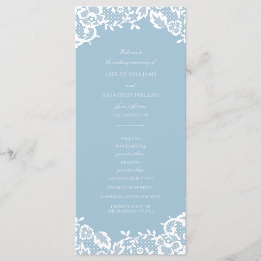 Klassisches Hochzeitsprogramm mit Spitze Programm (Vorderseite)