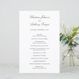 Klassisches Hochzeitsprogramm Schwarz-Weiß mit alt