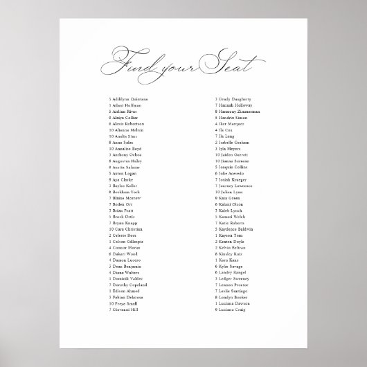 Klassisches Hochzeitssymbol für den Sitzplatz Poster (Vorne)