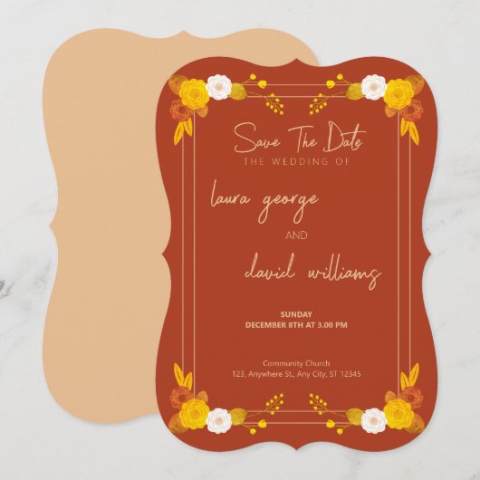 Klassisches Hochzeitstil Save The Date (Vorne/Hinten)