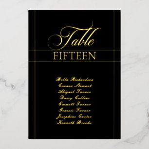 Klassisches Hochzeitstisch-Nummernschild mit schwa Folieneinladung